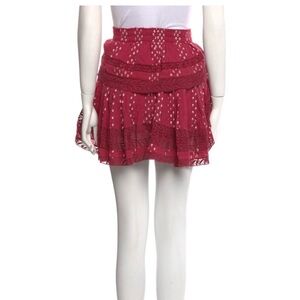 LoveShackFancy Red Lace Mini Skirt